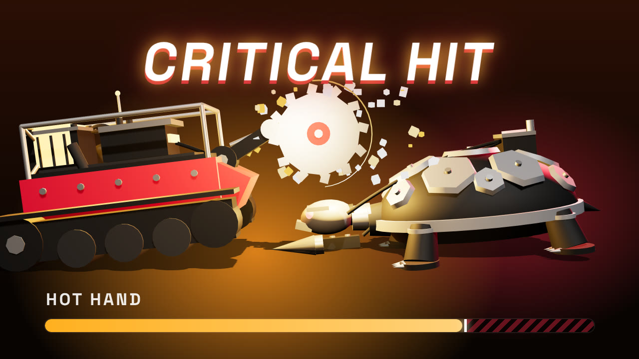 Hot Hand: a critical hit, sparks flying off the saw