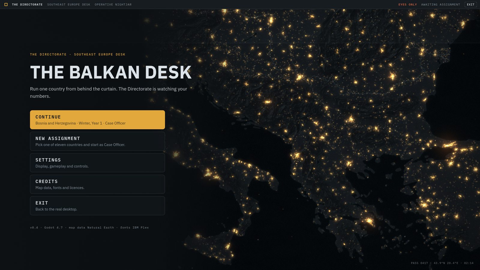 The home screen: the Balkans at night from orbit